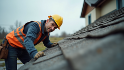 A home inspector checking the roof for potential issues.